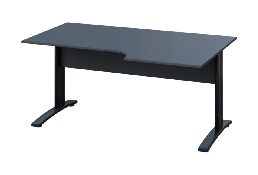 ERK 28 - 166 stůl kancelářský, rohový, pravý, kovová podnož černá, deska 25 mm, široký 1600 mm, antracit